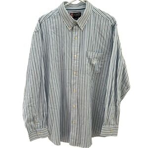 Chaps Men’s Blue Striped Long Sleeve Button Down Dress Shirt Size XL